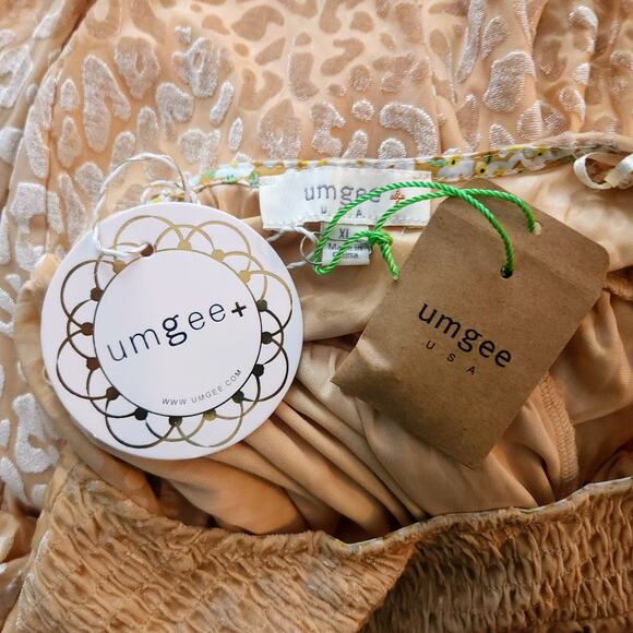 UMGEE USA Burnout Velvet Champagne Leopard Print Dress XL Extra Large NWT - Picture 5 of 7